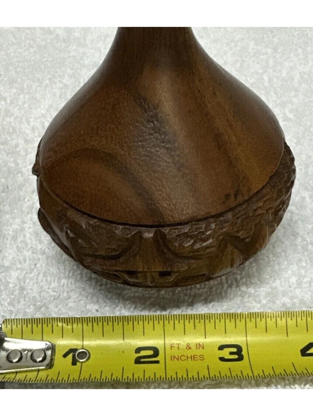 Set Of 2 Vintage Hand Carved Wooden Candle Sticks Polynesian Designs Palm Trees